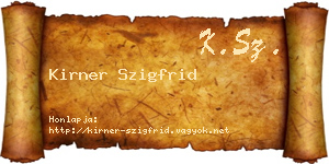 Kirner Szigfrid névjegykártya